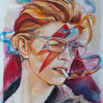 David Bowie - Portret 35x25cm 2022. - Akvarel - umetnik Milica Marusic Art