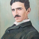 Nikola Tesla - 46x36cm Ulje na platnu - Portret - Umetnička slika umetnik Milica MARUŠIĆ