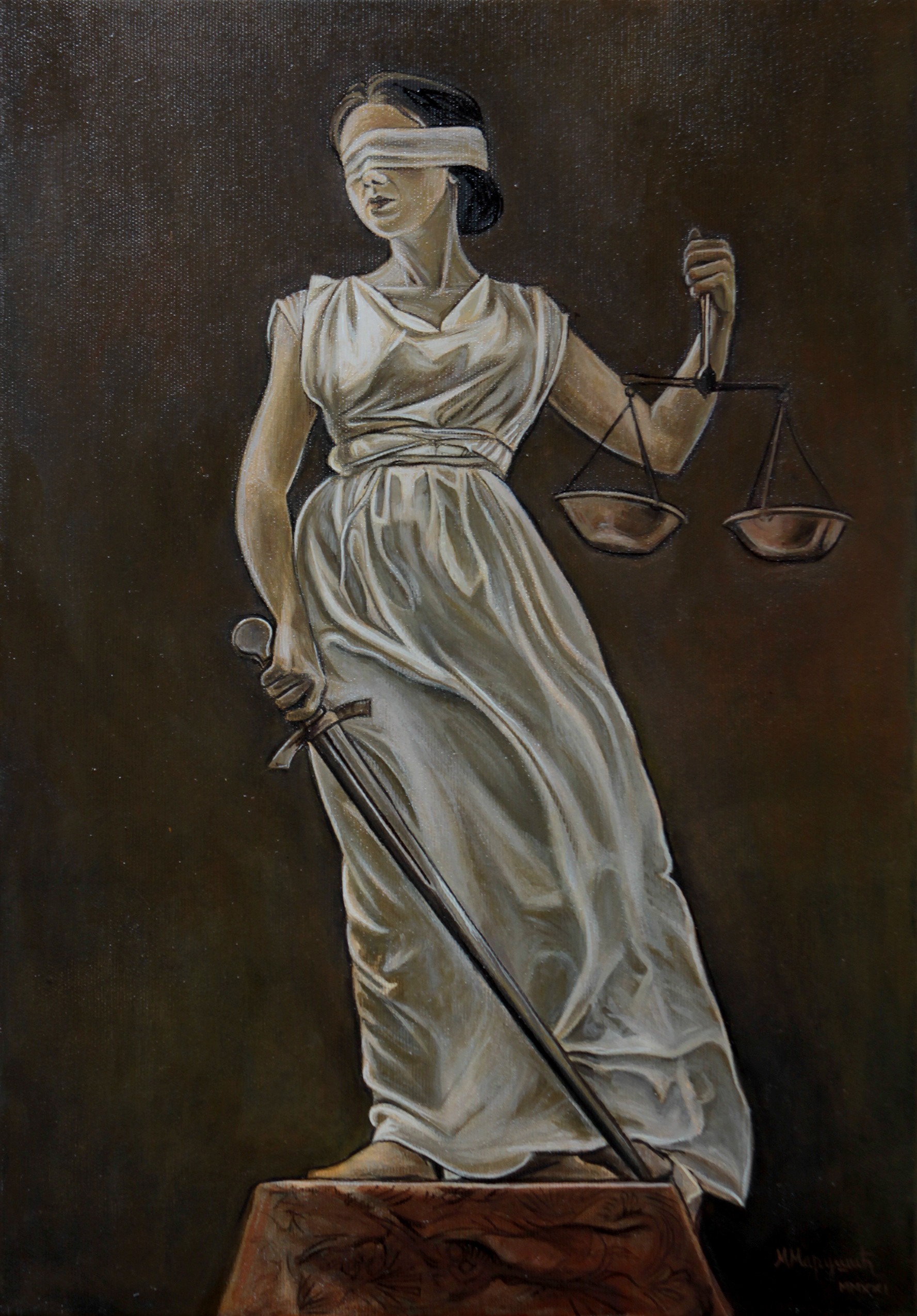 Justicija - 50x35cm Ulje na platnu po narudžbini - Figuracija - Umetnička slika umetnik Milica MARUŠIĆ