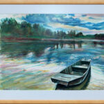 Reka Drina - 40x50cm Uramljen Akvarel na papiru - Umetnička slika umetnik Milica MARUŠIĆ