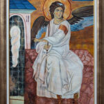 Beli Anđeo - Uramljena Pravoslavna Ikona - 81.5x61.5cm Ulje na platnu - Umetnička slika umetnik Milica MARUŠIĆ