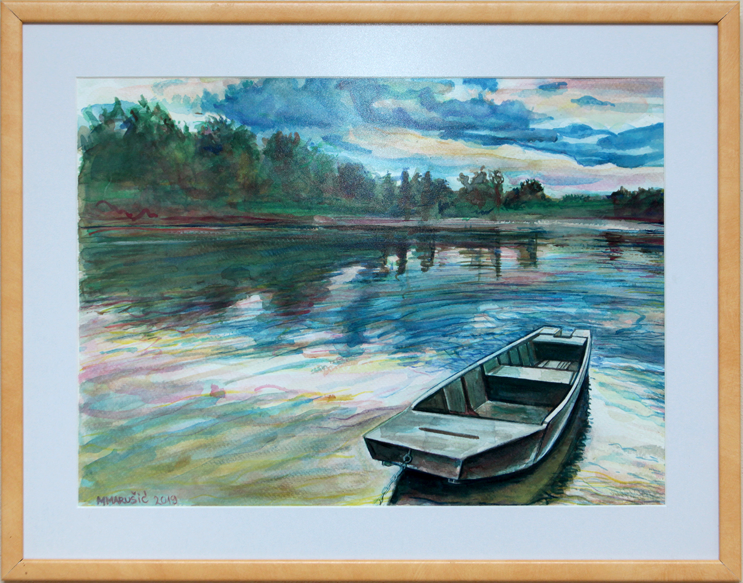 Reka Drina – 28x38cm Uramljen Akvarel na papiru – Umetnička slika umetnik Milica MARUŠIĆ
