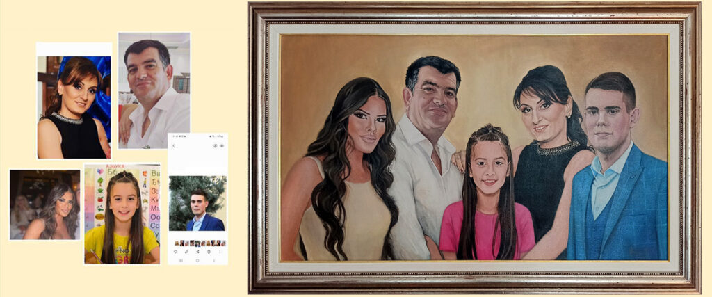 Umetnička slika Portret po narudžbini – Porodični portret – 50x90cm - 2022 - Ulje na platnu – umetnik Milica MARUŠIĆ
