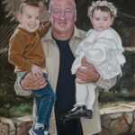 Deda i unuci - 50x40cm Ulje na platnu - porodični Portret po po Narudžbini - Umetnička slika umetnik Milica MARUŠIĆ
