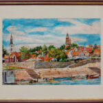 Zemun – 65x50cm - Uramljen Akvarel na papiru – Originalna Umetnička slika umetnik Milica MARUŠIĆ